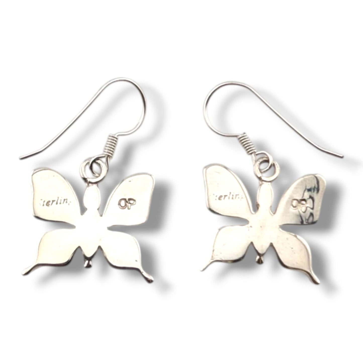 Sterling Silver Butterfly Inlay Hook Earrings by OP