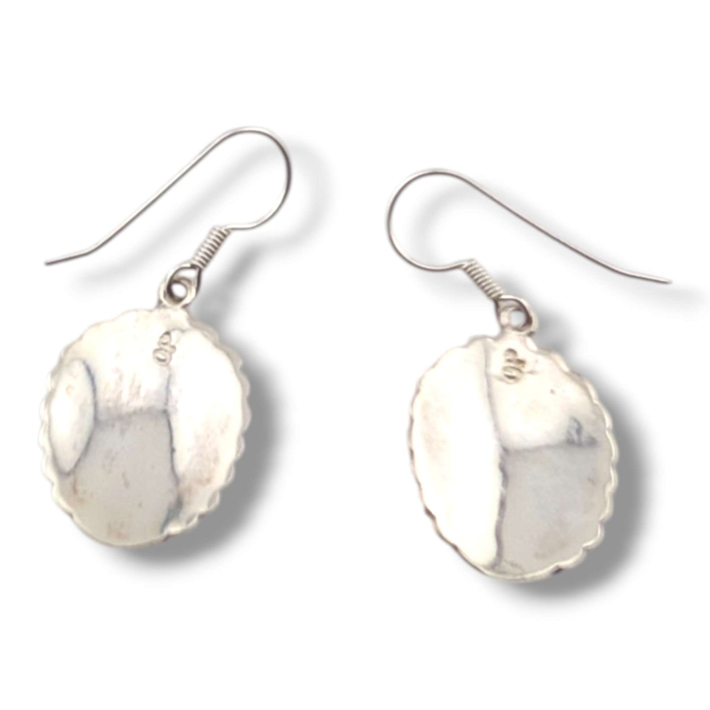 Sterling Silver Inlay Chief Head Hook Dangle Earrings