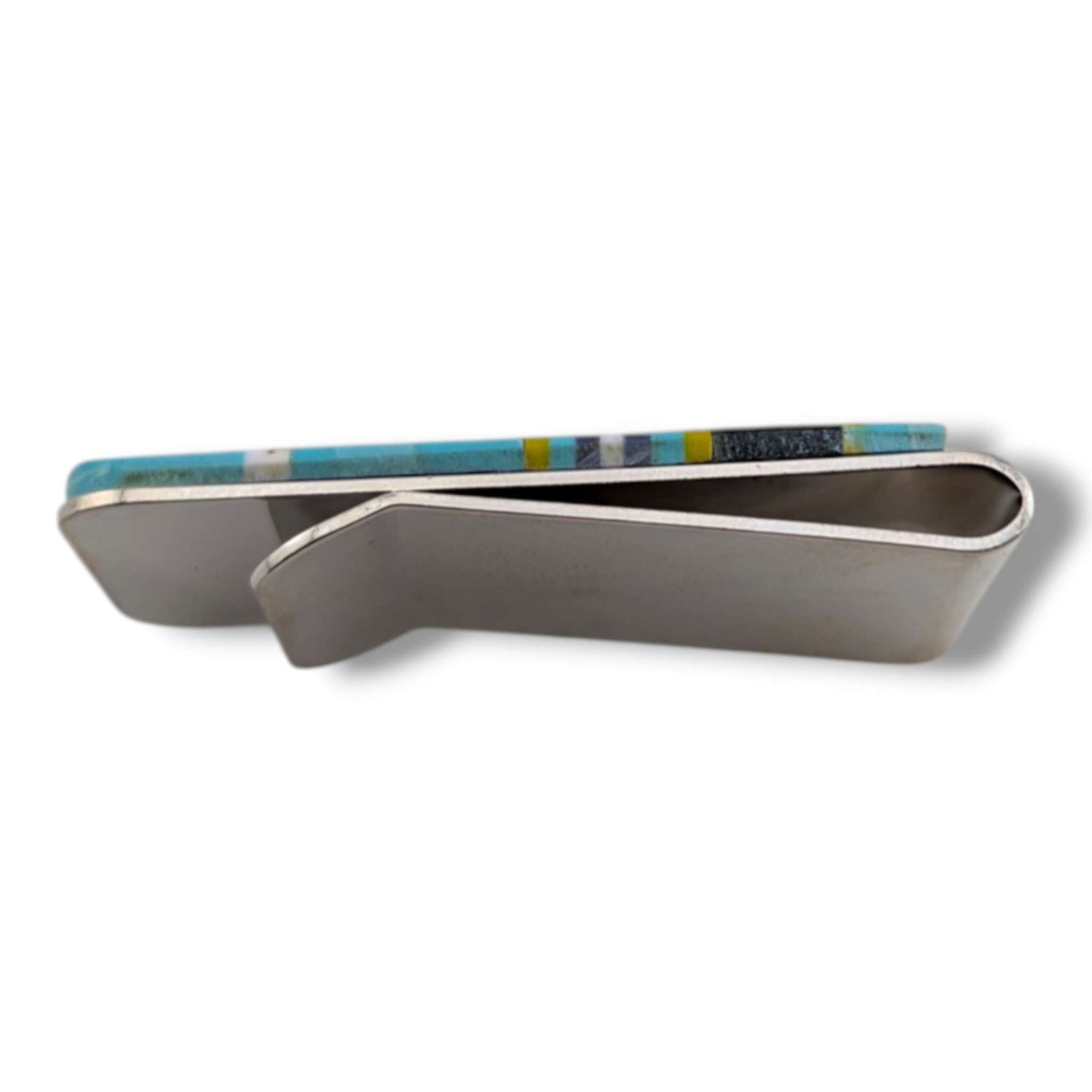 Stainless Steel Handmade Inlay Multi-Stone Money Clip