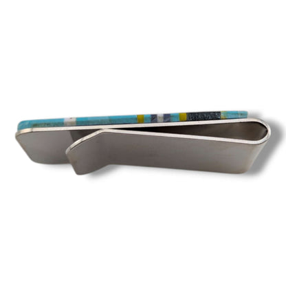 Stainless Steel Handmade Inlay Multi-Stone Money Clip