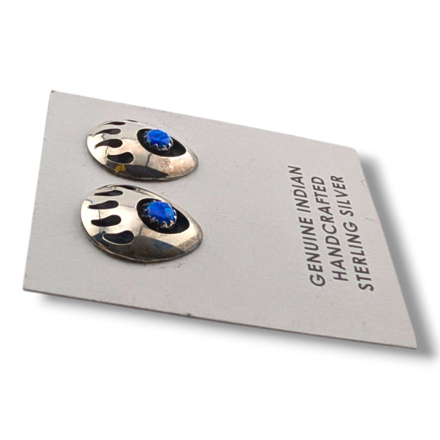 Vintage Sterling Silver Bear Paw Cutout Post Earrings