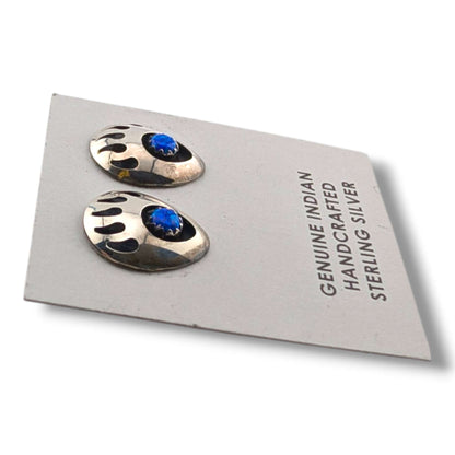 Vintage Sterling Silver Bear Paw Cutout Post Earrings