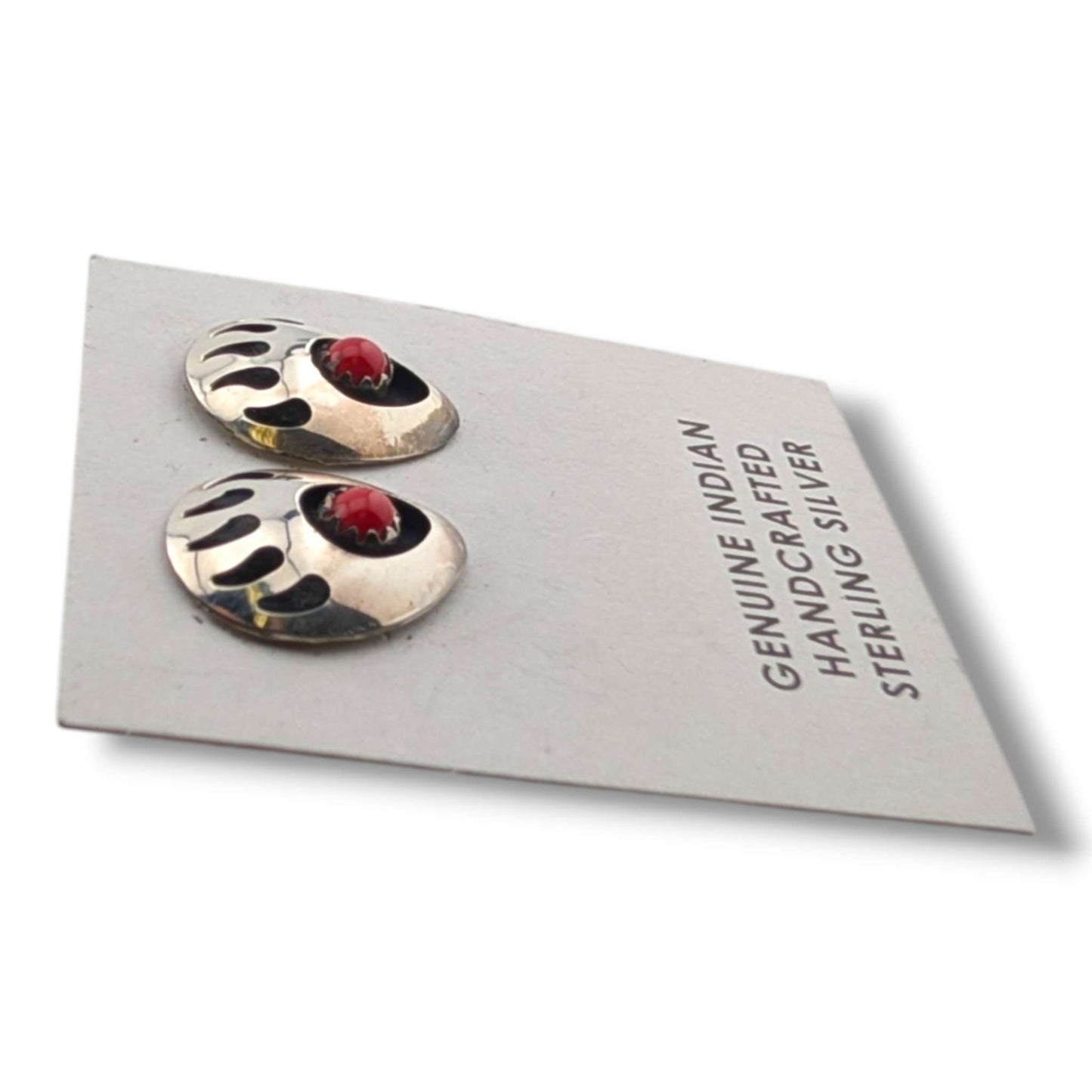 Vintage Sterling Silver Bear Paw Cutout Post Earrings