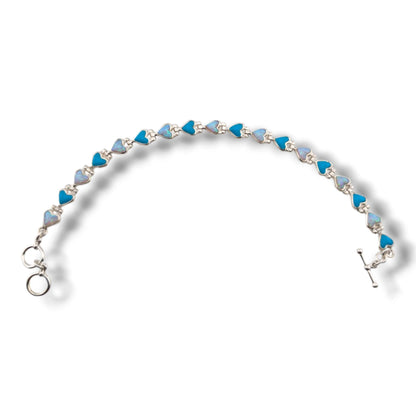 Sterling Silver Inlay Heart Link Bracelet