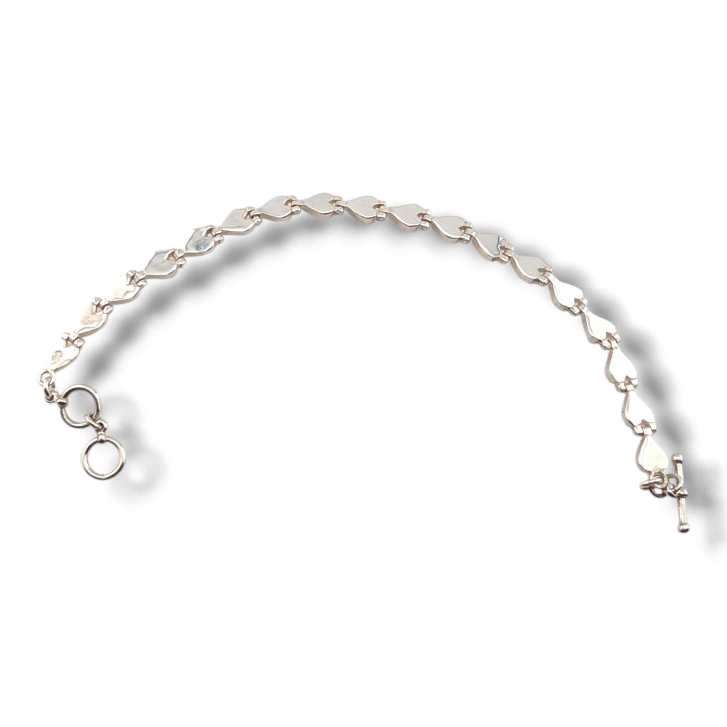 Sterling Silver Inlay Heart Link Bracelet