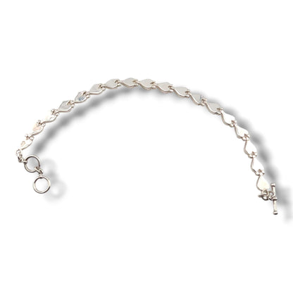 Sterling Silver Inlay Heart Link Bracelet