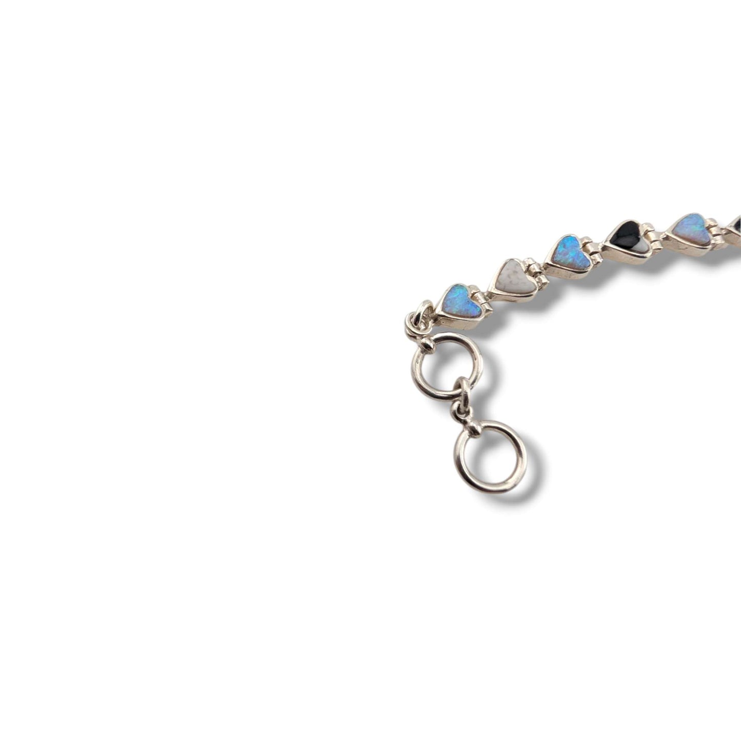 Sterling Silver Inlay Heart Link Bracelet