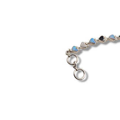Sterling Silver Inlay Heart Link Bracelet