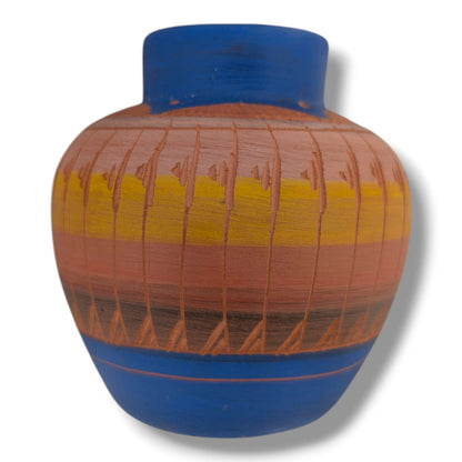 Navajo Hand Etched Pottery Vase by Ben Billy