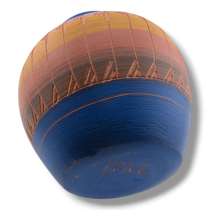 Navajo Hand Etched Pottery Vase by Ben Billy