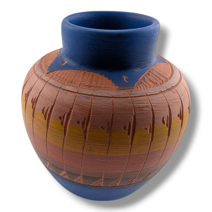 Navajo Hand Etched Pottery Vase by Ben Billy