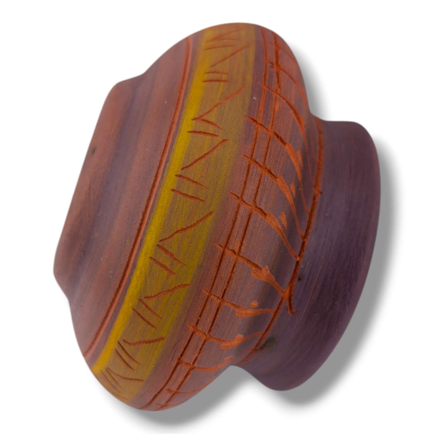 Navajo Hand Etched Pottery Squat Jar by Ben Billy