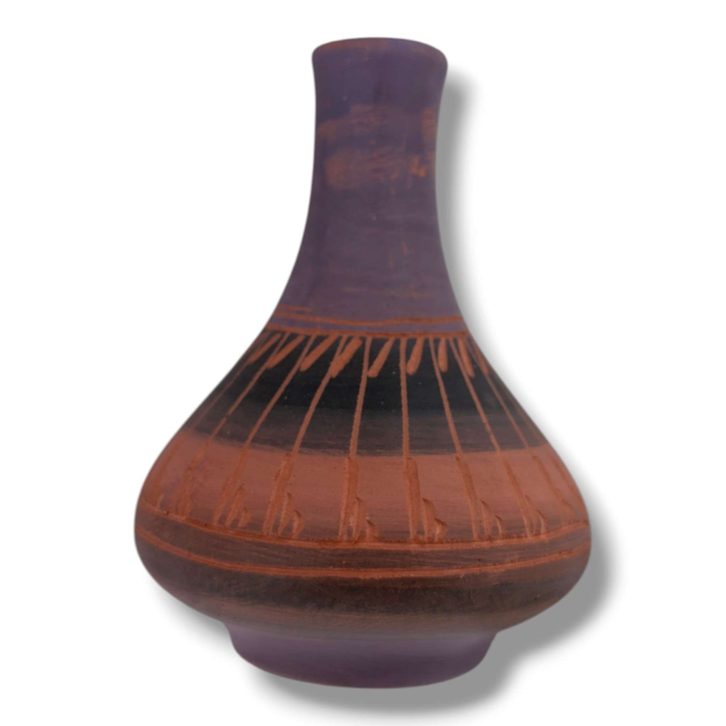 Navajo Hand Etched Pottery Gourd Neck Vase by Ben Billy