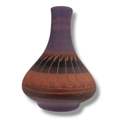 Navajo Hand Etched Pottery Gourd Neck Vase by Ben Billy