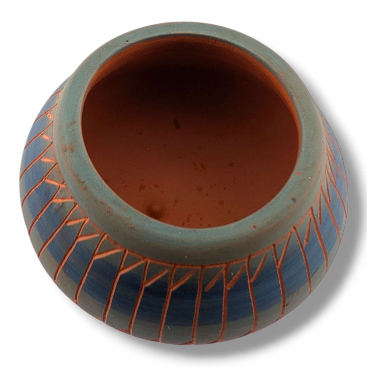 Navajo Hand Etched Pottery Wide Open Bowl by Ben Billy