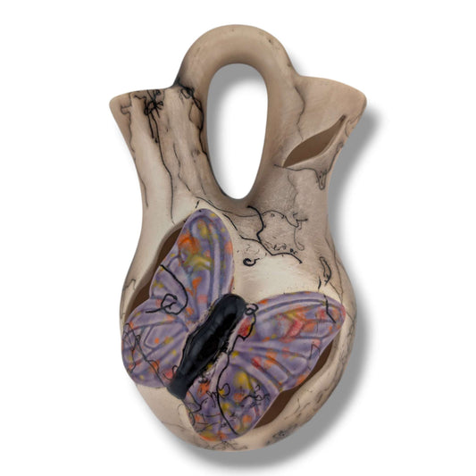 Horse Hair Purple Butterfly Wedding Vase by Luna