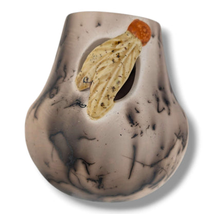 Horse Hair Twin Feather Pottery Vase by Luna