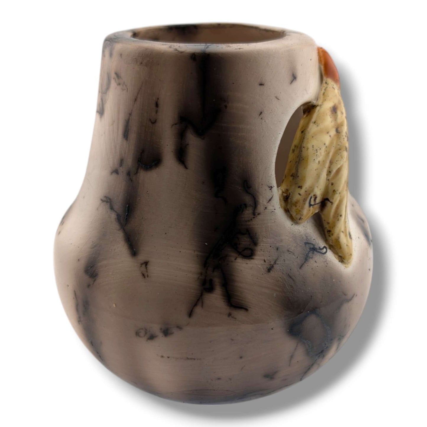 Horse Hair Twin Feather Pottery Vase by Luna