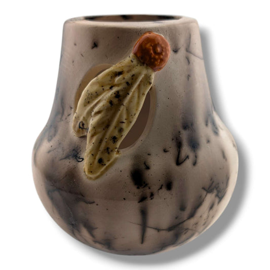 Horse Hair Twin Feather Pottery Vase by Luna