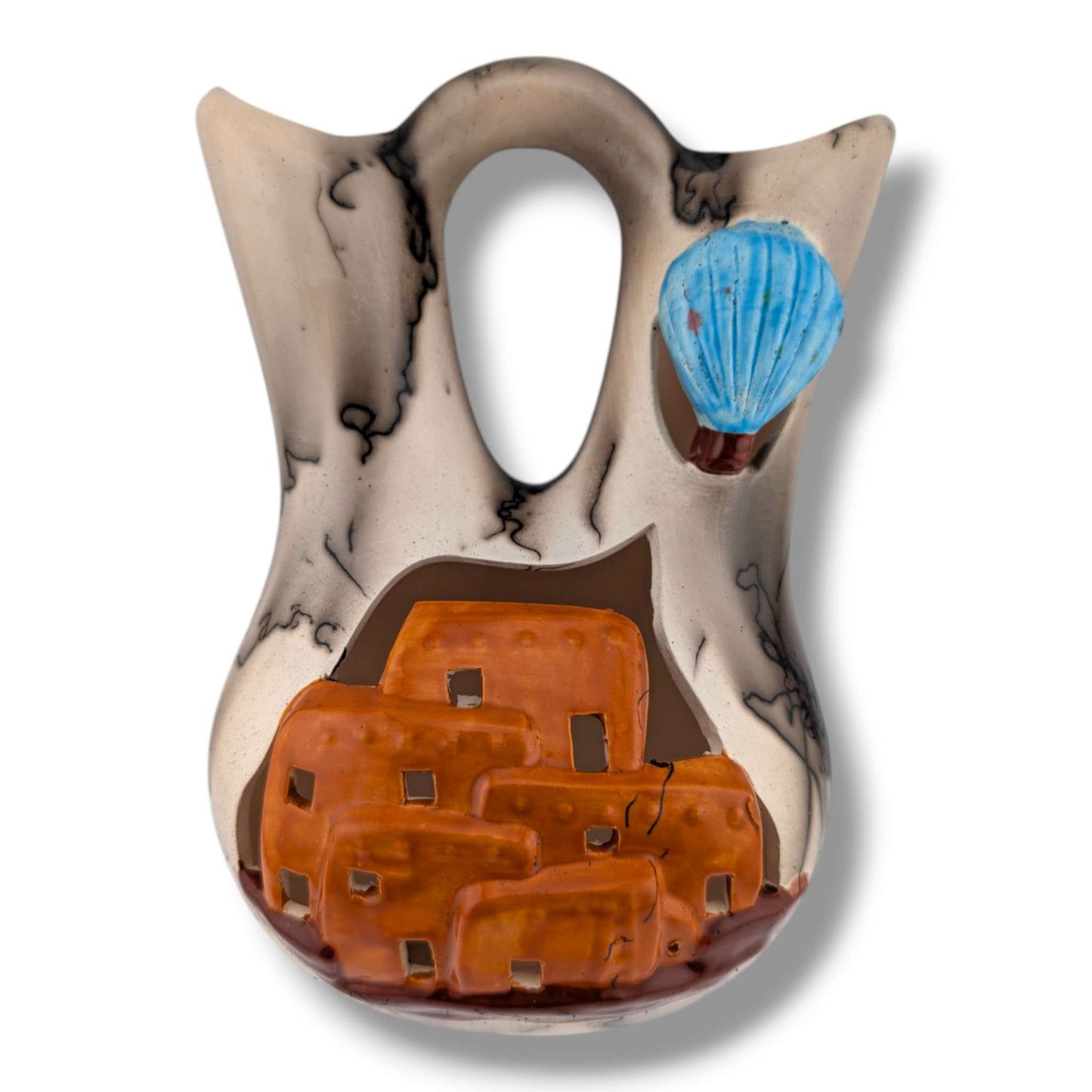 Horse Hair Pueblo and Hot Air Balloon Wedding Vase by Luna