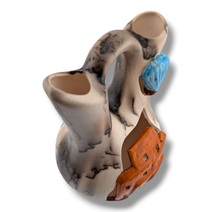 Horse Hair Pueblo and Hot Air Balloon Wedding Vase by Luna