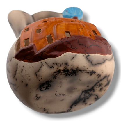 Horse Hair Pueblo and Hot Air Balloon Wedding Vase by Luna