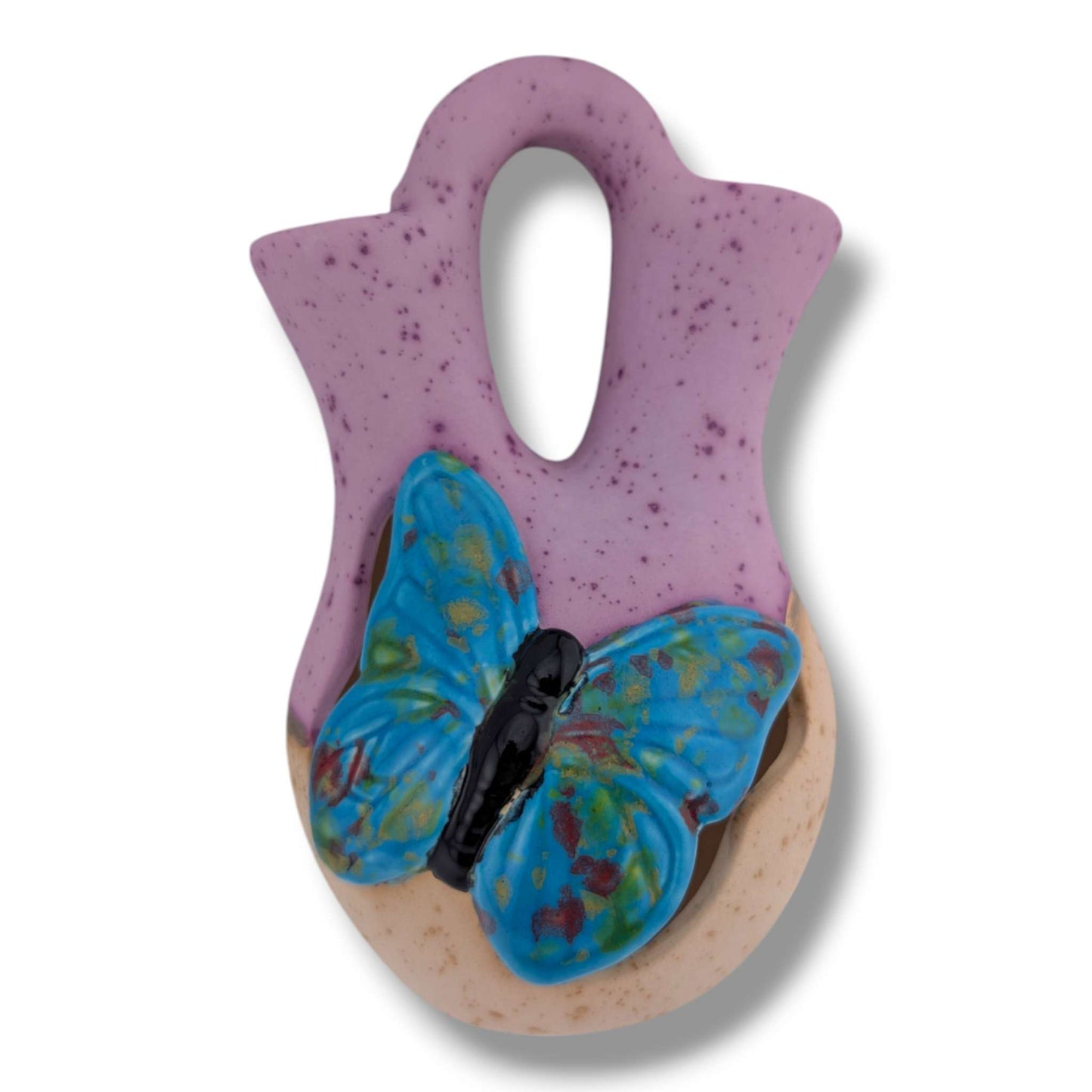 Gold Accent Teal Butterfly Wedding Vase by Luna
