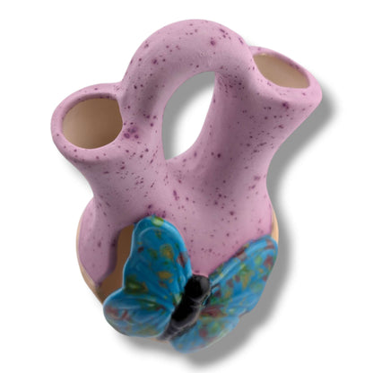 Gold Accent Teal Butterfly Wedding Vase by Luna