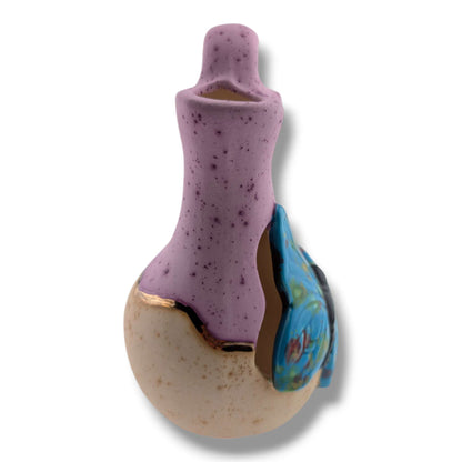 Gold Accent Teal Butterfly Wedding Vase by Luna