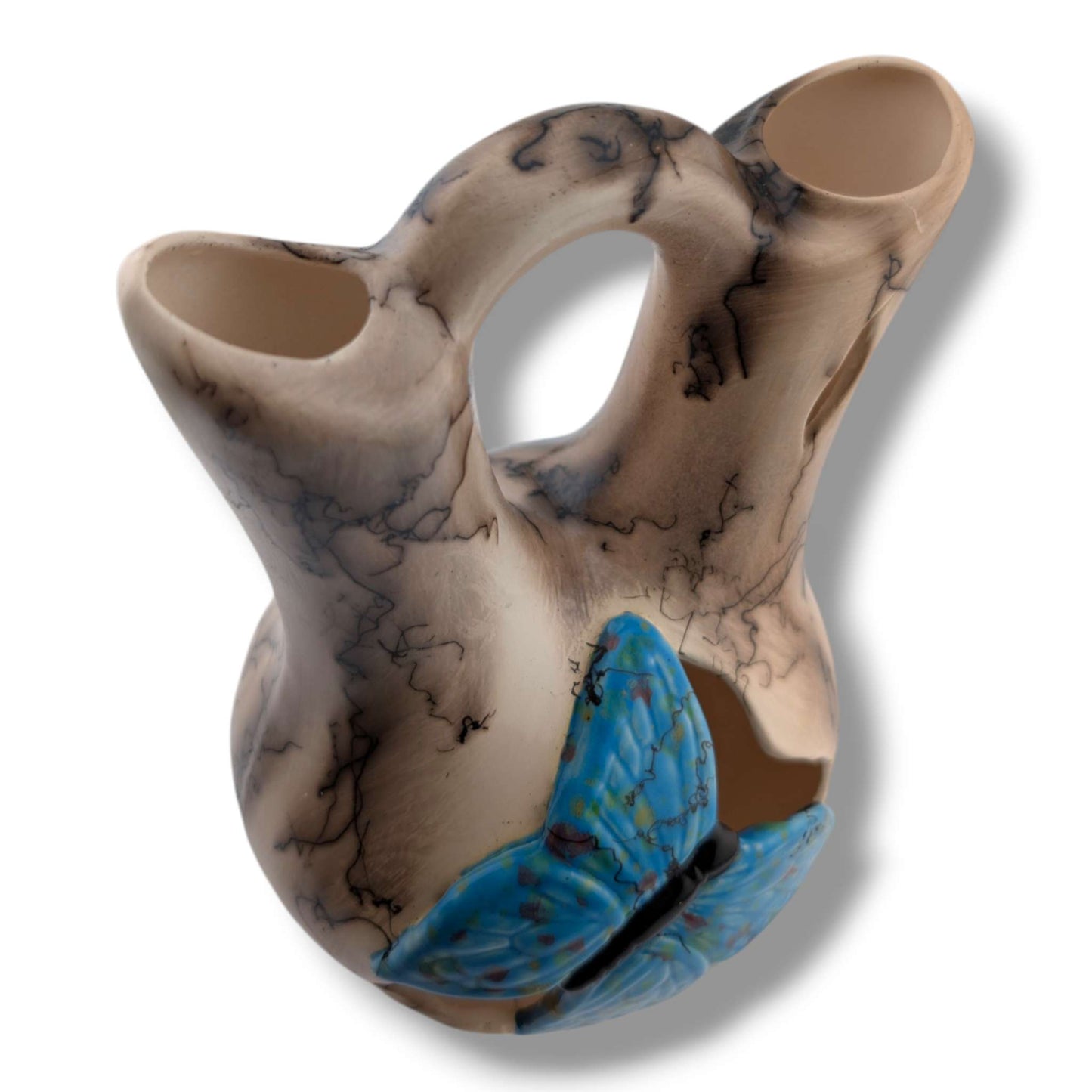 Horse Hair Blue Butterfly Wedding Vase by Luna