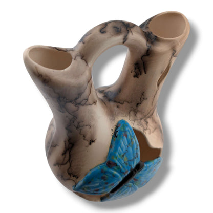 Horse Hair Blue Butterfly Wedding Vase by Luna