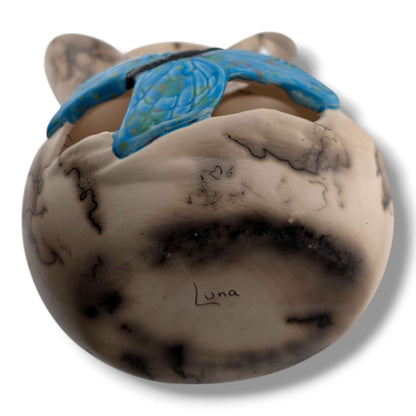 Horse Hair Blue Butterfly Wedding Vase by Luna