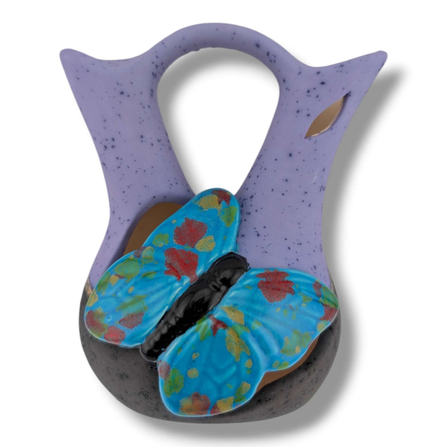 Purple and Gray Gold Accent Teal Butterfly Wedding Vase by Luna