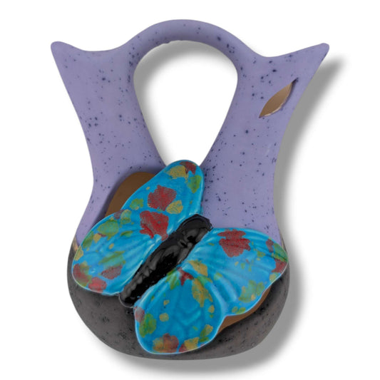 Purple and Gray Gold Accent Teal Butterfly Wedding Vase by Luna