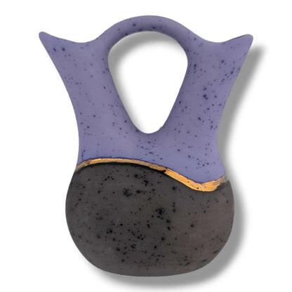 Purple and Gray Gold Accent Teal Butterfly Wedding Vase by Luna