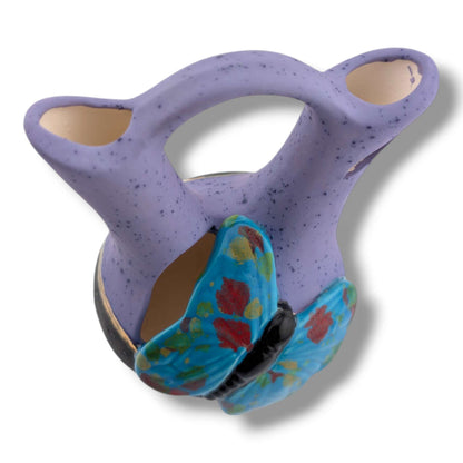 Purple and Gray Gold Accent Teal Butterfly Wedding Vase by Luna
