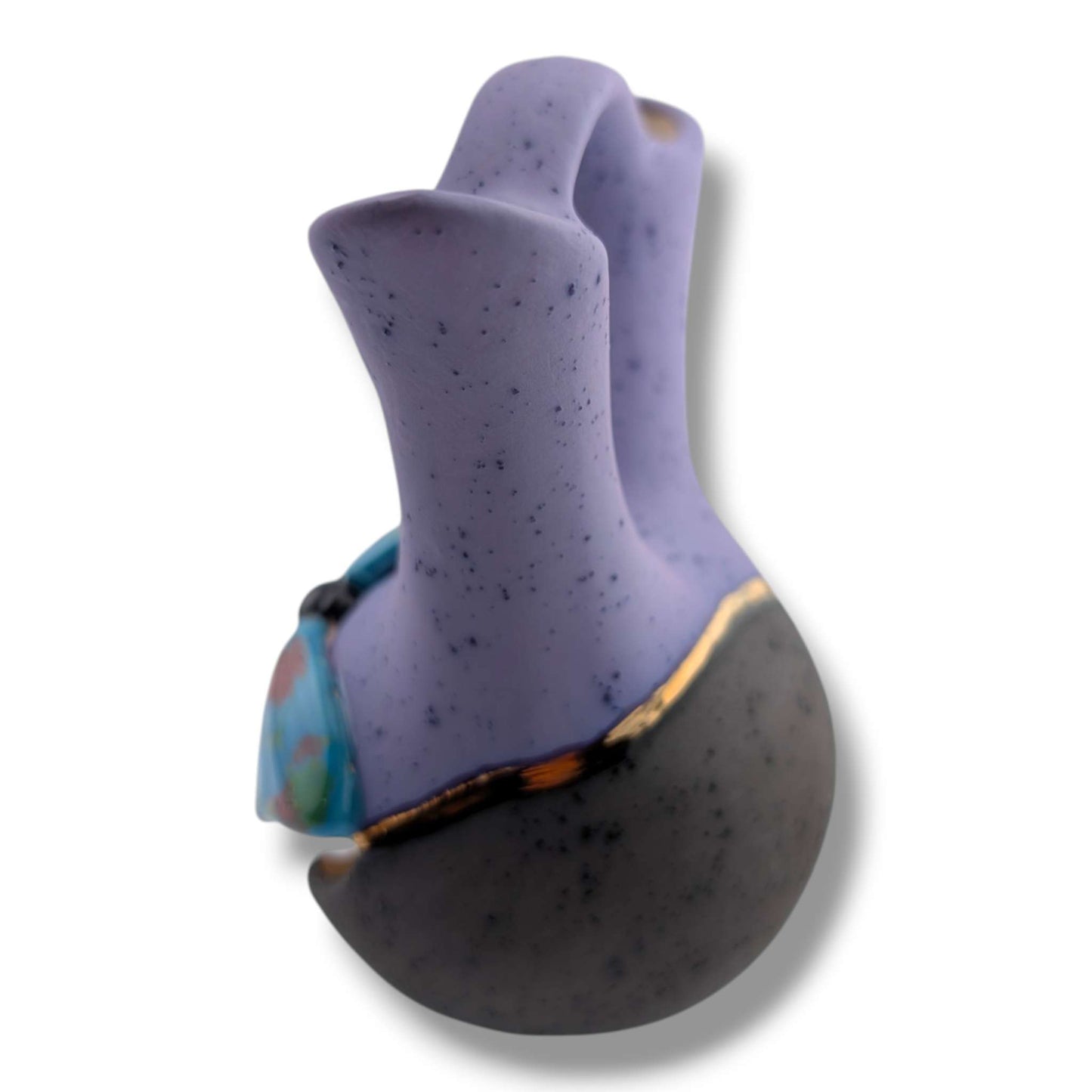 Purple and Gray Gold Accent Teal Butterfly Wedding Vase by Luna