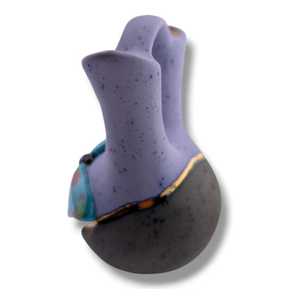 Purple and Gray Gold Accent Teal Butterfly Wedding Vase by Luna