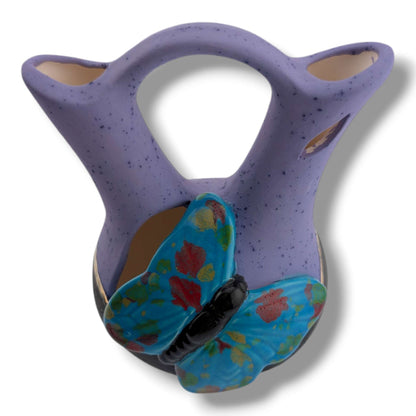 Purple and Gray Gold Accent Teal Butterfly Wedding Vase by Luna