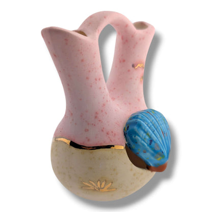 Pink and Beige Gold Accent Hot Air Balloon Wedding Vase by Luna