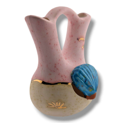 Pink and Beige Gold Accent Hot Air Balloon Wedding Vase by Luna