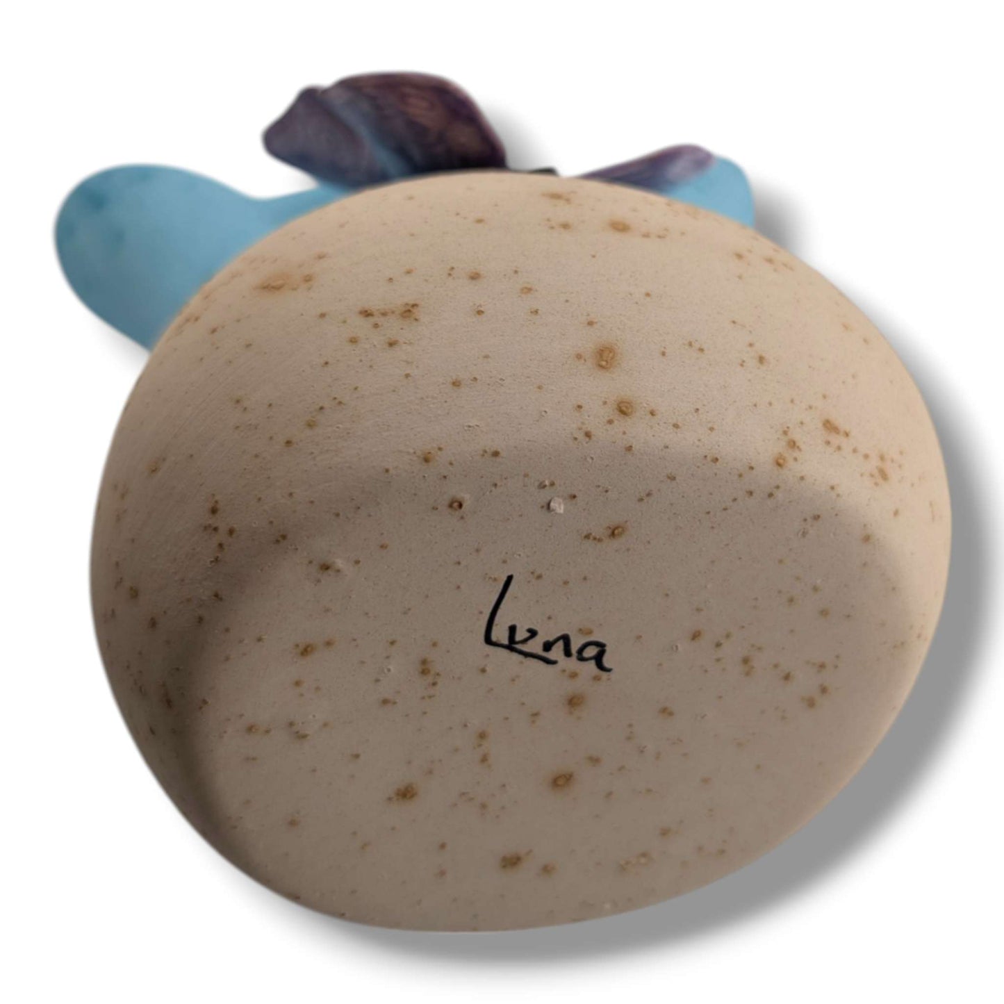 Sky Blue and Beige Gold Accent Purple Butterfly Wedding Vase by Luna