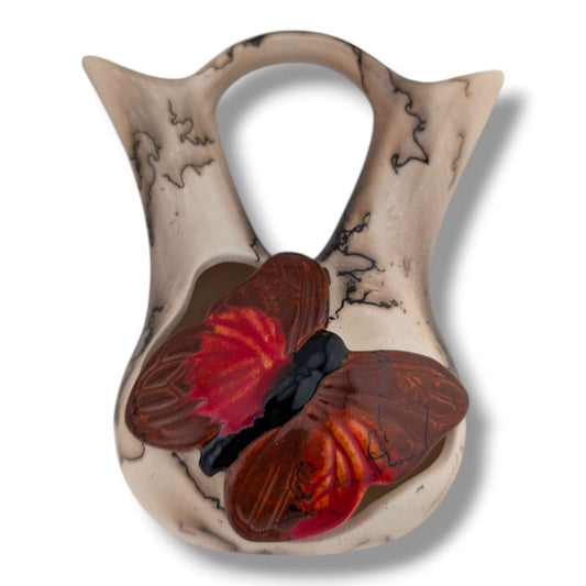 Horse Hair Red and Brown Butterfly Wedding Vase by Luna