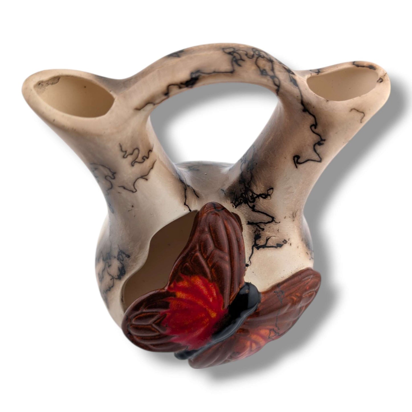 Horse Hair Red and Brown Butterfly Wedding Vase by Luna