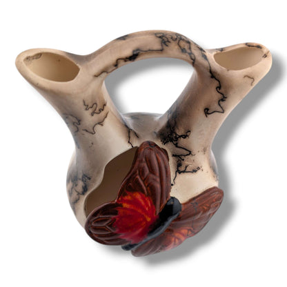 Horse Hair Red and Brown Butterfly Wedding Vase by Luna