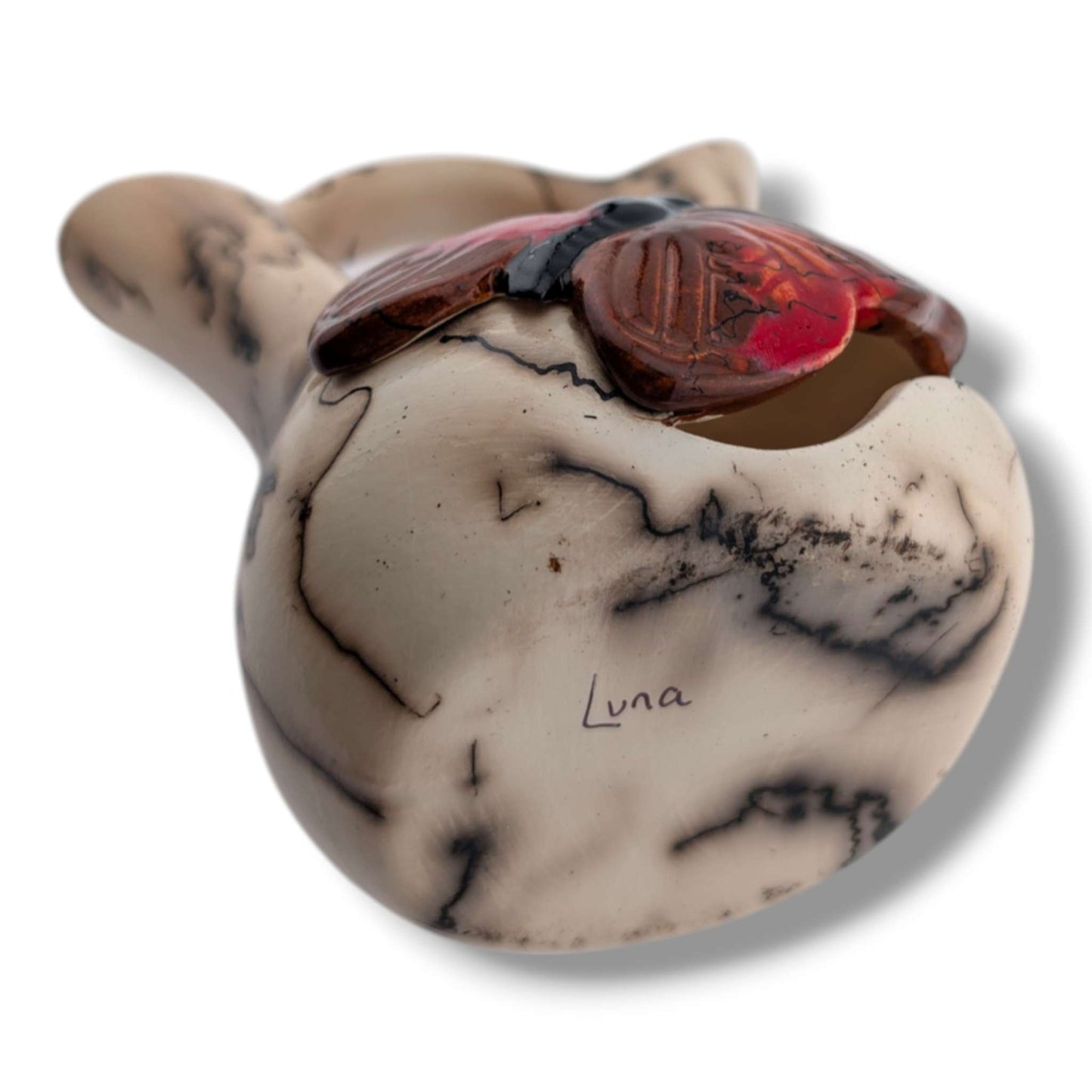 Horse Hair Red and Brown Butterfly Wedding Vase by Luna
