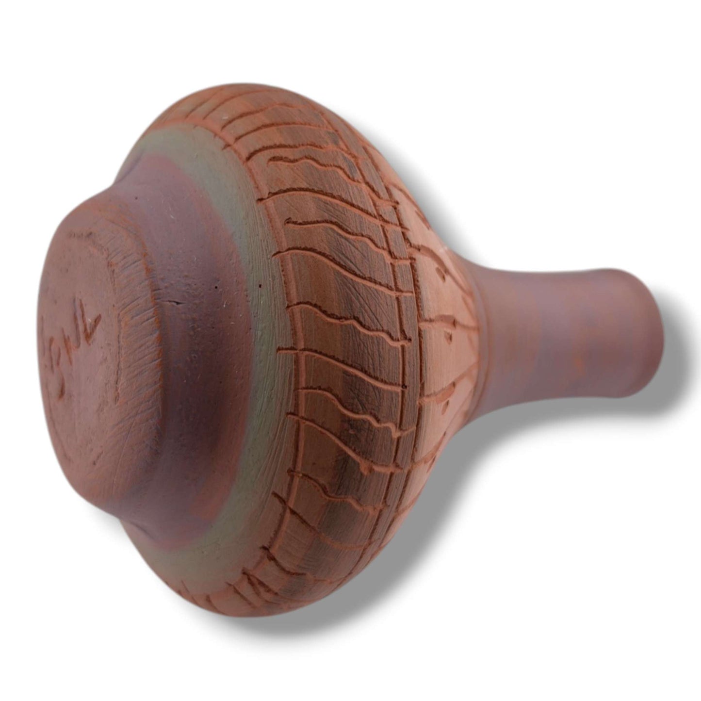 Navajo Etched Terracotta Rain Line Gourd Vase by Ben Billy