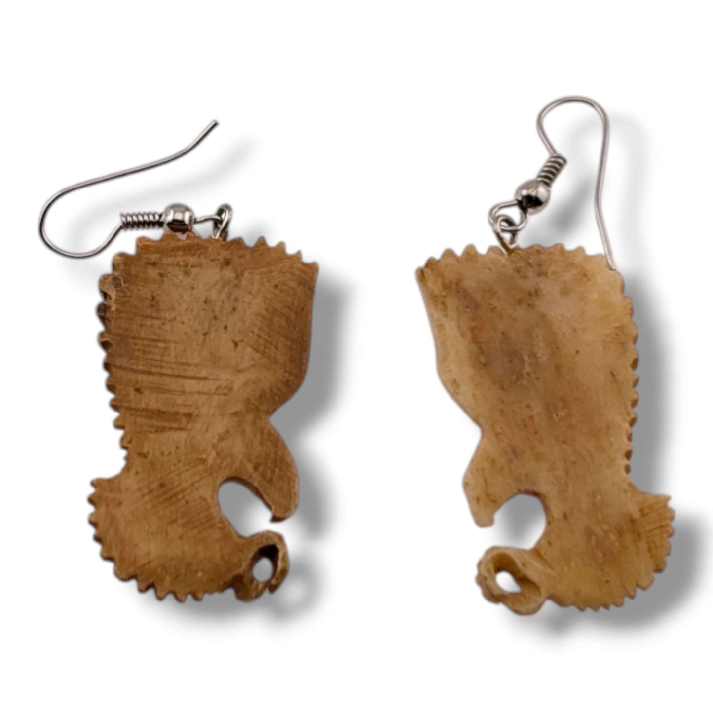 Hand-Carved Flying Eagle Hook Dangle Earrings