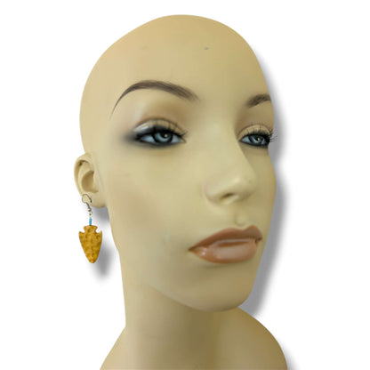 Hand-Carved Arrowhead Earring and Pendant Set with Turquoise Accent