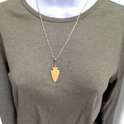 Hand-Carved Arrowhead Earring and Pendant Set with Turquoise Accent